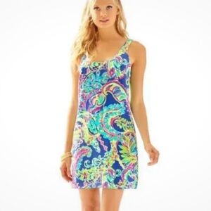 NEW Lilly Pulitzer Silk Poppy Dress Multi Two Can Play - L